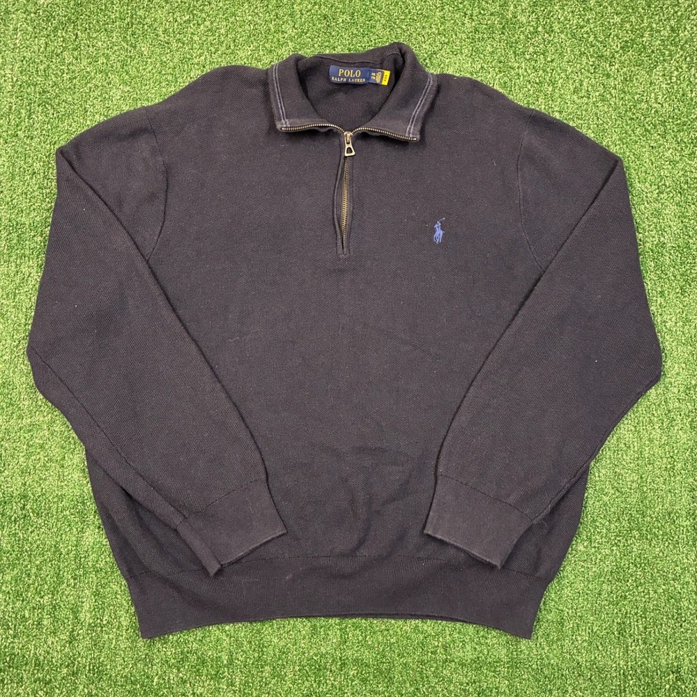 Polo Ralph Lauren Quarter Zip Sweater Navy Blue Pullover